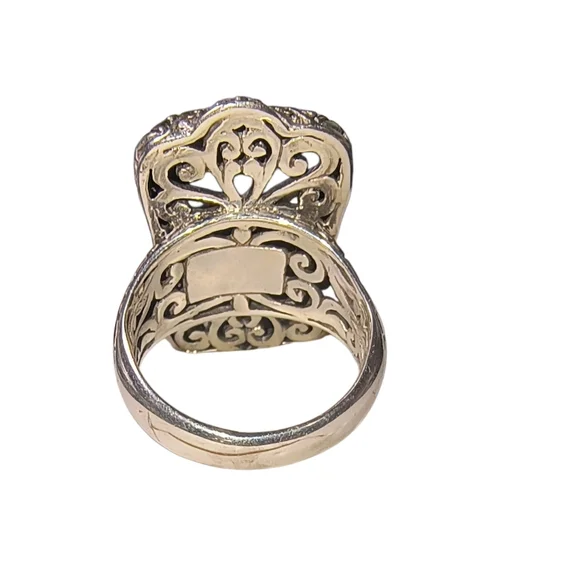 Sarda Bali Designer Pink Abalone Quartz Triplet Statement Ring - Picture 8 of 12